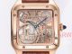 Super Clone Cartier Santos Dumont Skeleton Rose Gold Brown Band Micro Rotor (2)_th.jpg